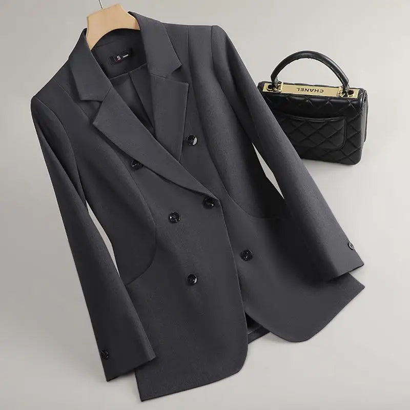 Elegant Double Breasted Jacket Suit Women's Long Sleeved Holiday Slim Blazers Coat Fashion Temperament business suit
