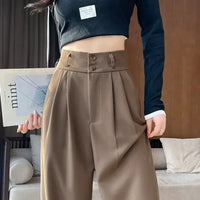 High Waist  Suit Pants Women Straight Black Korean Office Ladies Trousers Fashion Button Loose Spring Female Streetwear 2024 Natalia Home Fashion    Natalia Home Fashion