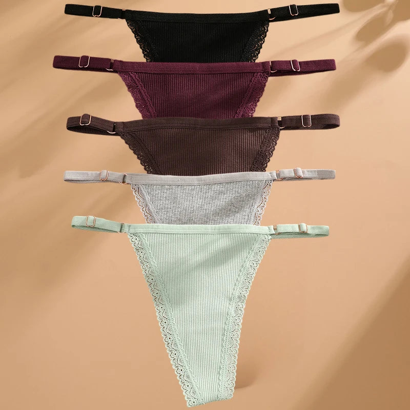 Sexy G-string Panties Cotton Women's Underwear  Adjustable Waist Girl Female Panties Bikini Lady Thongs Lingerie