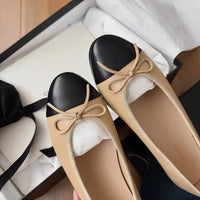 Women Leather Bowknot Flats Single Fashion Lady Round Toe Light Loafers Ballet Pumps