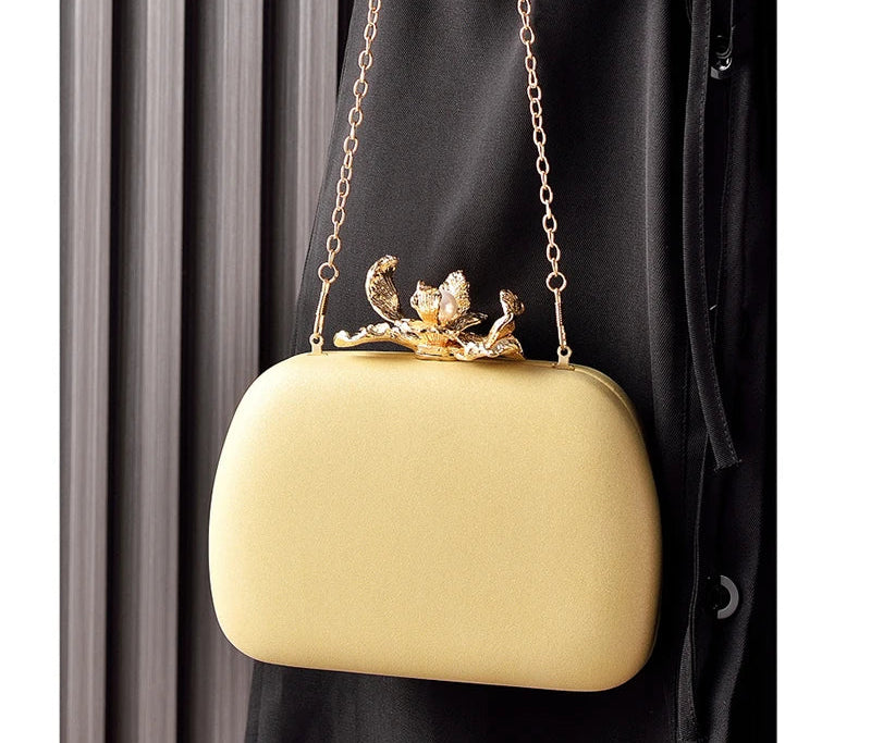 Dinner Bag Women Fashion Flower Buckle Handbag Wedding Bride Evening Bags Girls Cute Party Clutch Bag Shoulder Bags