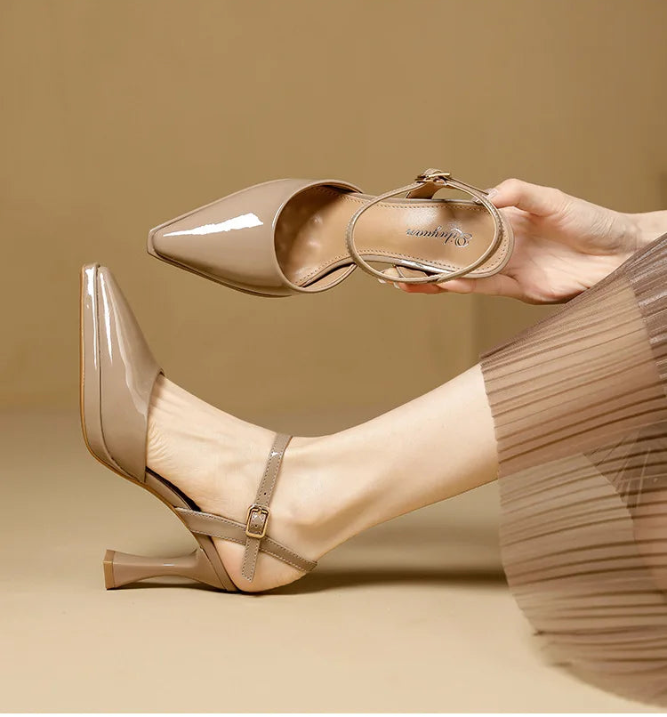 High Heels Sandals Women Fashion Solid Color Heels Sandals Pointed Toe Stiletto Ladies Commuting Single Shoes