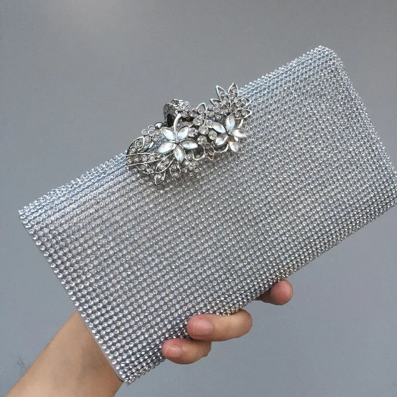 Diamond Encrusted Dinner Bag And Clutch, Square Hard Box Fully Lined With Diamonds.