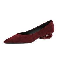 Retro Pointed Toe Suede Low Heel Shoes Shallow Mouth Hollow Heel Pedicure Shoe Daily Versatile Temperament Women's Shoes