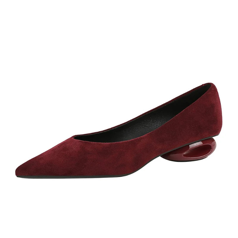 Retro Pointed Toe Suede Low Heel Shoes Shallow Mouth Hollow Heel Pedicure Shoe Daily Versatile Temperament Women's Shoes