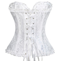 Women Corset Tops Bustier Overbust Floral Lace Tie-Up Strapless Tube Tops Vintage Court Gown Lingerie Bodyshaper Tops Natalia Home Fashion    Natalia Home Fashion