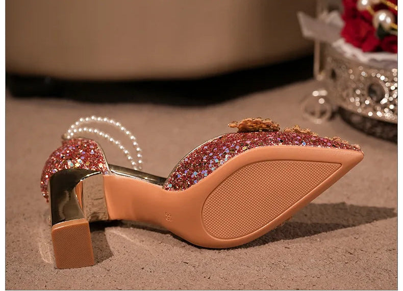 Crystal Women Wedding Shoes Rhinestone High Heels Ankle Strap Stilettos Women Crystal Party Dress Sandals