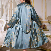 2 Piece Plus Size Women's Pajamas Gown Set Stylish Sexy Cherry Print Pajamas