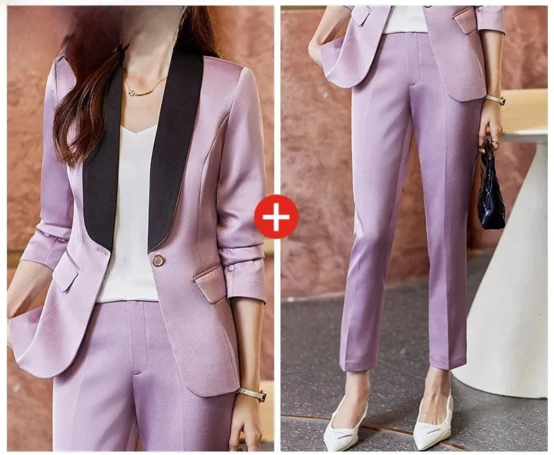 Elegant Casual Fashionable Women's Semi formal Suit Cotton Suit Jacket Matching Set Business Attire High End Workwear