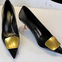 Metallic Thin Heel Pointed Toe Shoes For Women Elegant Office Career Work High Heels