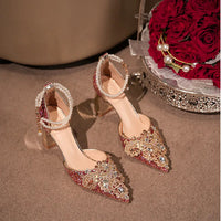 Crystal Women Wedding Shoes Rhinestone High Heels Ankle Strap Stilettos Women Crystal Party Dress Sandals