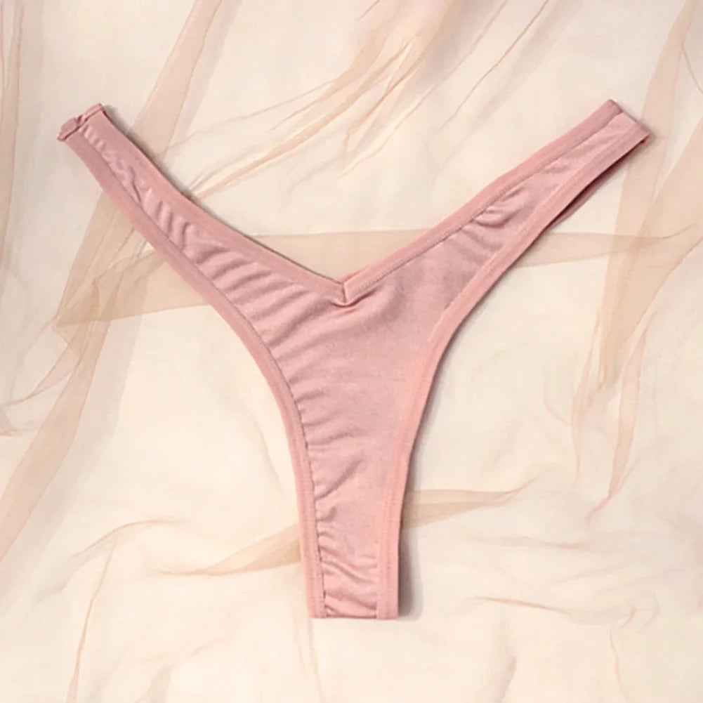 V Waist Sexy Sports Thongs Panties Women Solid Color Breathable G-string Knickers Comfort Crotch Low Waist Underwear Bikini