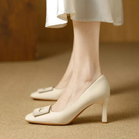 Square Toe Comfort Soft Office Shoes Daily Outdoors Women Shoes 7CM Thick High Heels Shallow Mouth Fashion Party Shoes
