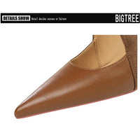 Women Pumps Suede and PU Leather Design Retro High Heels Ladies Shoes Stilettos Women Heels