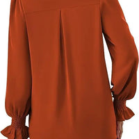 Fashion Simple Solid Color Pullover Shirt Women Loose V-neck Flared Sleeve Shirts Top Female Elegant Commuting Clothing