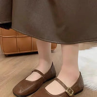 Women's Mary Jane Flat Bottom Slip-On Shoes with Buckle Soft Style Versatile Shoes