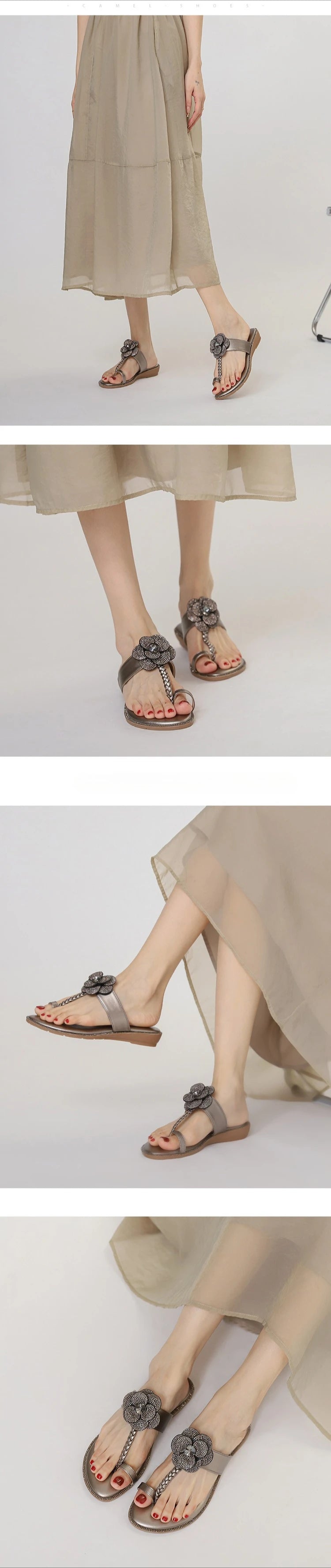 Women's Sandals Summer Slippers Casual Beach Footwear Water Diamond open Toe  Flats