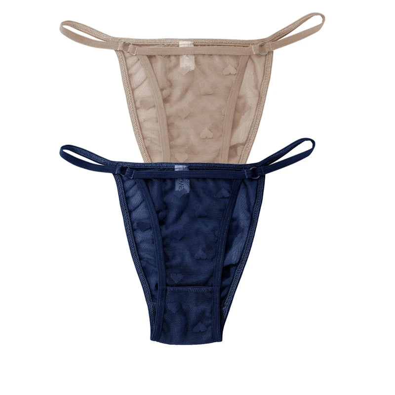 2PC Lace Thongs Panties Women Underwear Sexy Thongs Woman Low Waist Solid Underwear Seamless Female Underpants Lingerie