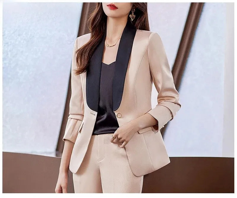 Elegant Casual Fashionable Women's Semi formal Suit Cotton Suit Jacket Matching Set Business Attire High End Workwear