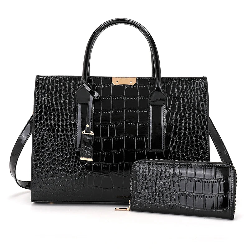 Luxury Handbags Alligator Designer PU Patent Leather Crossbody Bag For Women Tote Retro Ladies Messegner Shoulder Bags Bolsa Sac