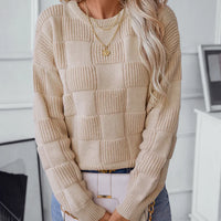 Women Casual Elegant Loose Sweater Round Neck Knit Tops Loose Knit Jumper Pullover High Collar Sweater Outfits