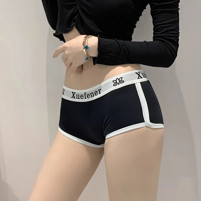 Pure Cotton Letter Print Underpants Sports Fitness Briefs Women's Underwear Cotton Comfortable Panties Hip-Up Female Lingerie