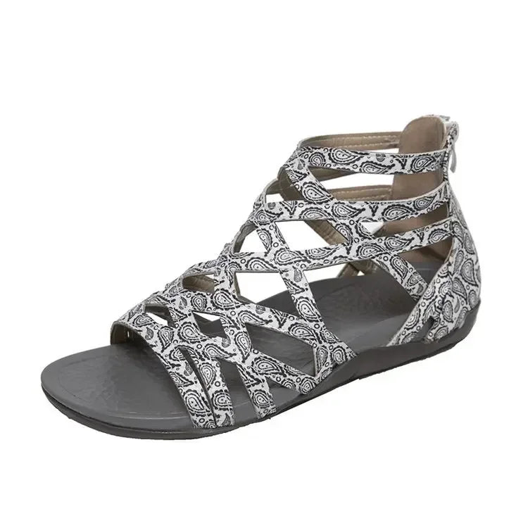 ladies Leopard Slope Heel Sandals Non-slip Lightweight Comfortable Casual women Slippers Rome Outside Casual Flat Bottom Shoes