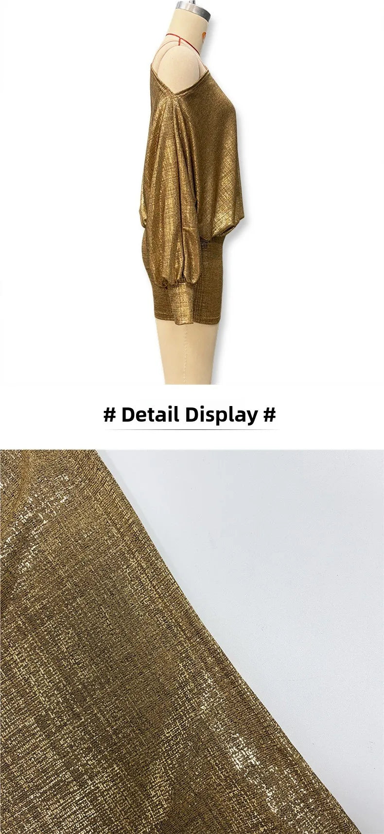 Sexy Modern Single Shoulder Fashion Dress with High Waist And Gold Embossing for Women Street Style Short Skirt