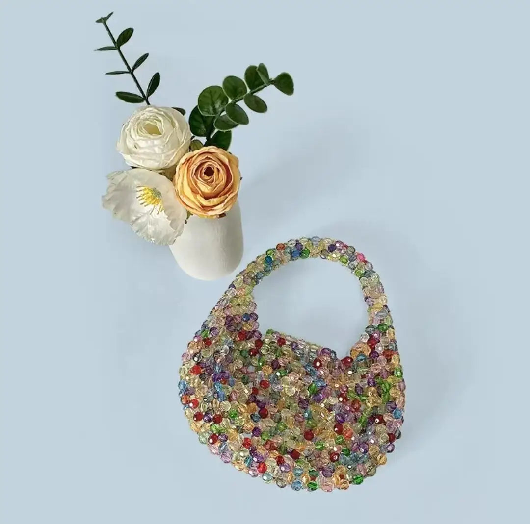New Light Luxury and High-End Hand-Beaded Mini Bead Bag Shiny Portable Banquet Bag - Natalia Home Fashion