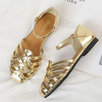 Luxury designer sandals Hollow Low-heeled Closed-toe Sandals for Women for Summer Outdoor Wear Roman Shoes