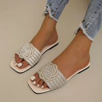 Women's Slippers Summer New Fashion Open Toed  Roman Shoes for Women Rhinestones Sexy Flat Flip Flops Female slippper