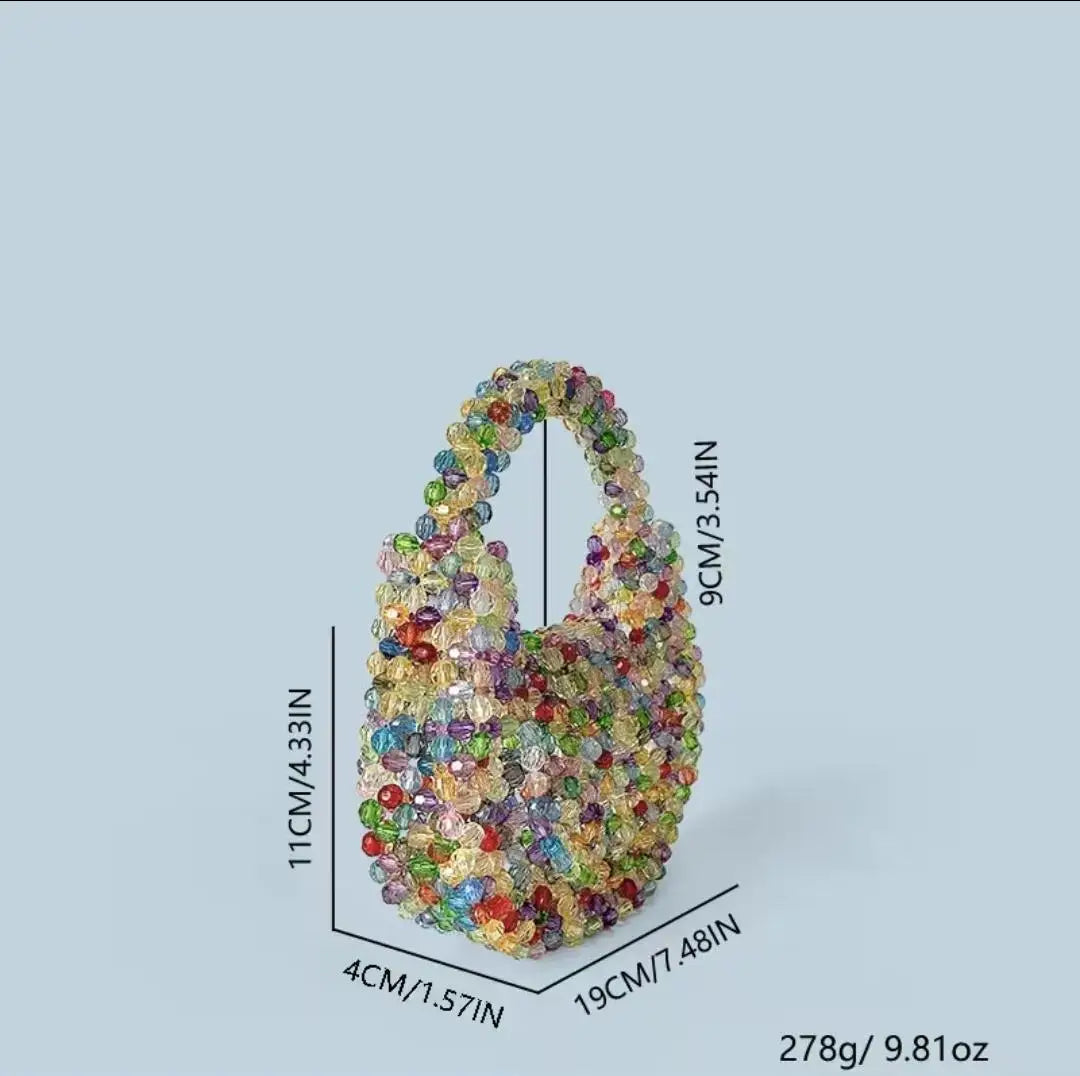New Light Luxury and High-End Hand-Beaded Mini Bead Bag Shiny Portable Banquet Bag - Natalia Home Fashion