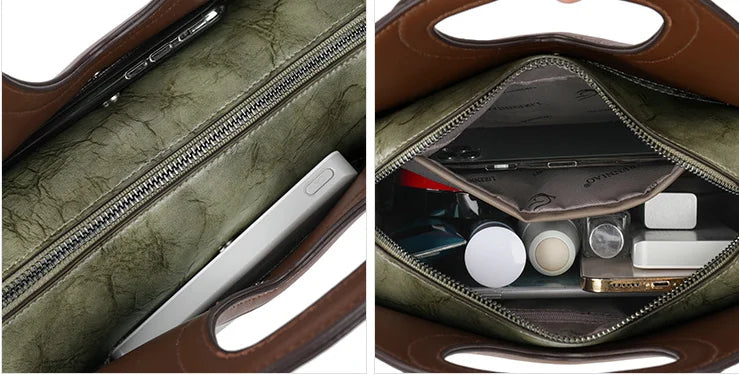 Vintage Genuine Leather Women's Bag Crossbody Shoulder Bag Fashion Large Capacity Handbag Tote Bag