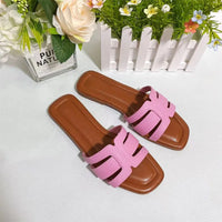 Fashion Design Slippers Outdoor Leisure Versatile And Comfortable Luxury Brand Simple Flat Bottom Square Head Slippers