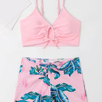 Tie Dye Bikini Drawstring Swimsuit Women High Waist Shorts Swimwear Female Padded Bathing Suit Swimming Beachwear Summer