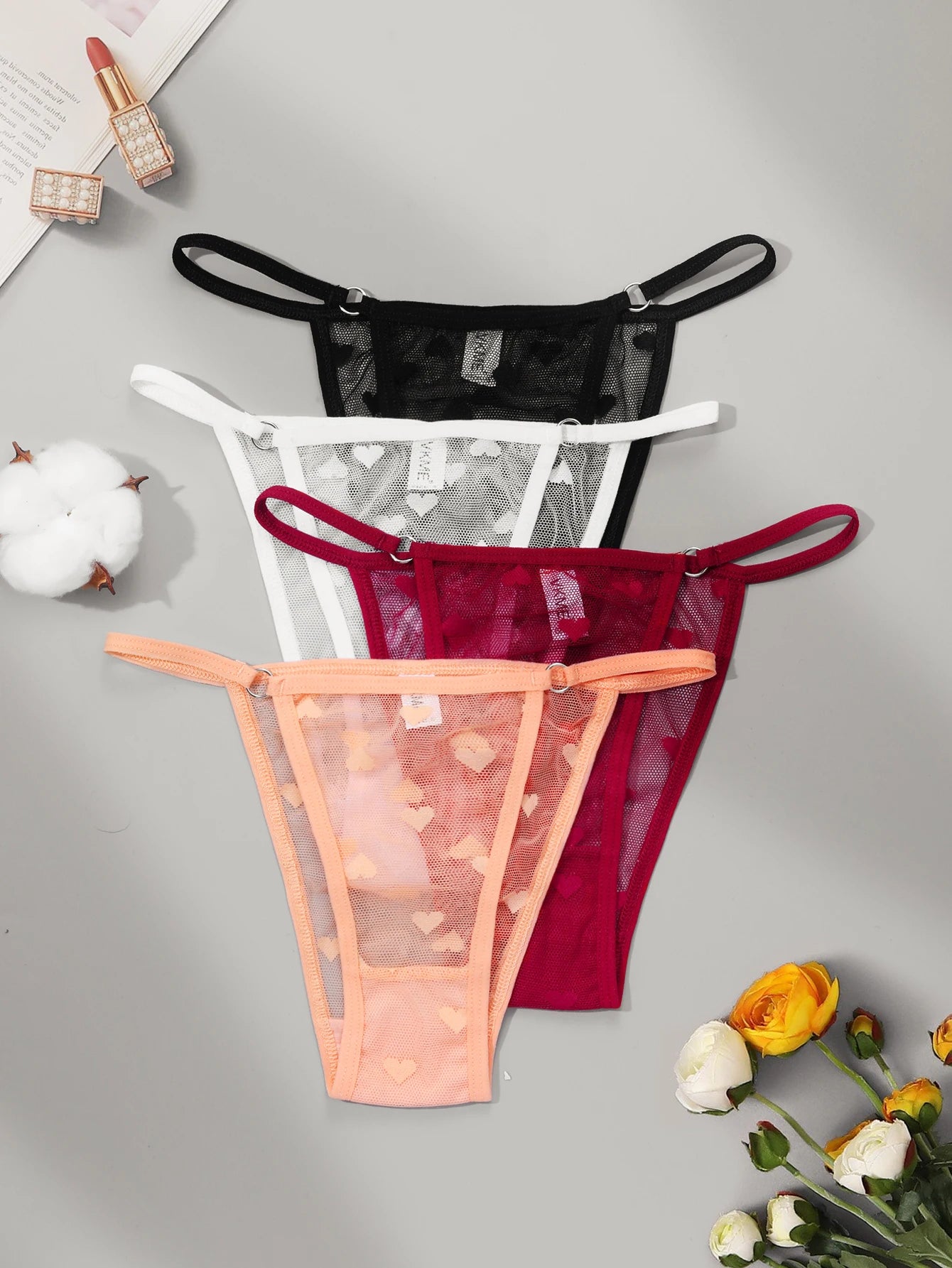 2PC Lace Thongs Panties Women Underwear Sexy Thongs Woman Low Waist Solid Underwear Seamless Female Underpants Lingerie