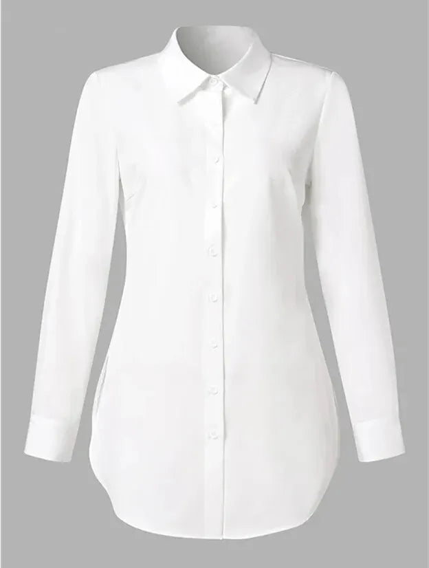Fashion Long Sleeve Women Shirt White Buttons Tops And Blouses 2024 Spring Casual Office long Top Femme Blouse Print Shirts Natalia Home Fashion    Natalia Home Fashion