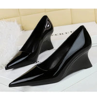 Women Pumps Pointed Toe Retro Shoes Women Shoes Designer Shallow Wedges High Heels Banquet Mules