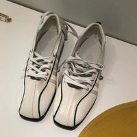 Women's ballet flats Fashion Korean ballet style lace-up retro casual shoes Comfortable lightweight ballet sneakers