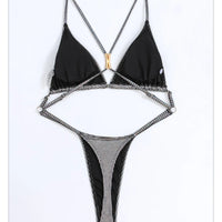 Women One Piece Swimsuit Bling Swimwear Backless Mono Bikini Feminine Bodysuit Female Bikini