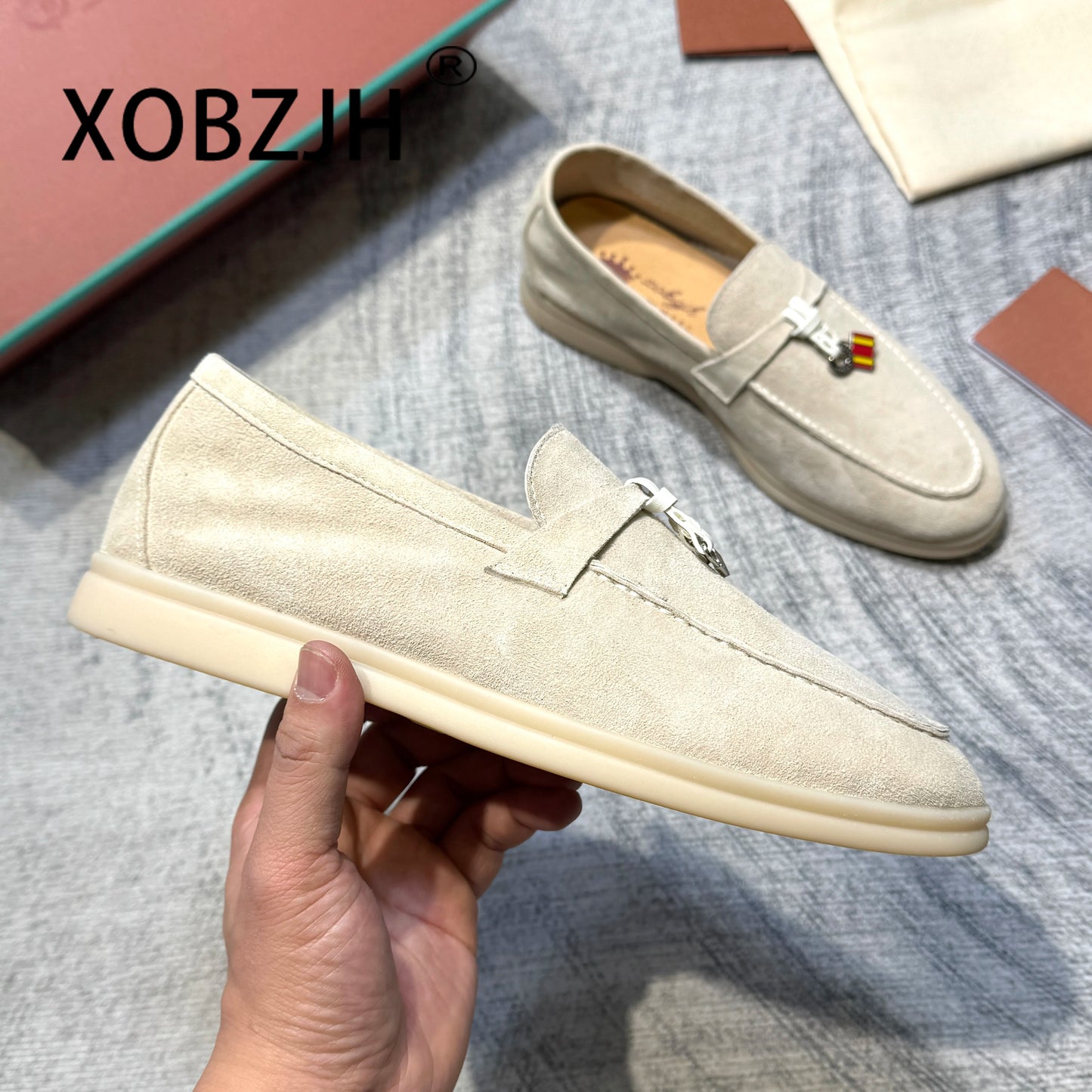 Summer Walk Moccasins Suede Loafers Shoes Women Spring Autumn Fashion Causal Leather Metal Pendant Flat Mules Shoes