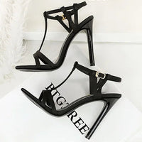 Sandals Women's T-strap Super High-heeled Open-toed Shoes, Sexy Thin-heeled Banquet Fashion Women's Shoes