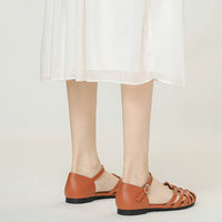 Luxury designer sandals Hollow Low-heeled Closed-toe Sandals for Women for Summer Outdoor Wear Roman Shoes