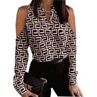 Long Sleeve Lace-up Shirt Women's Fashion Trendy Floral Print Loose Fit Semi formal Blouse