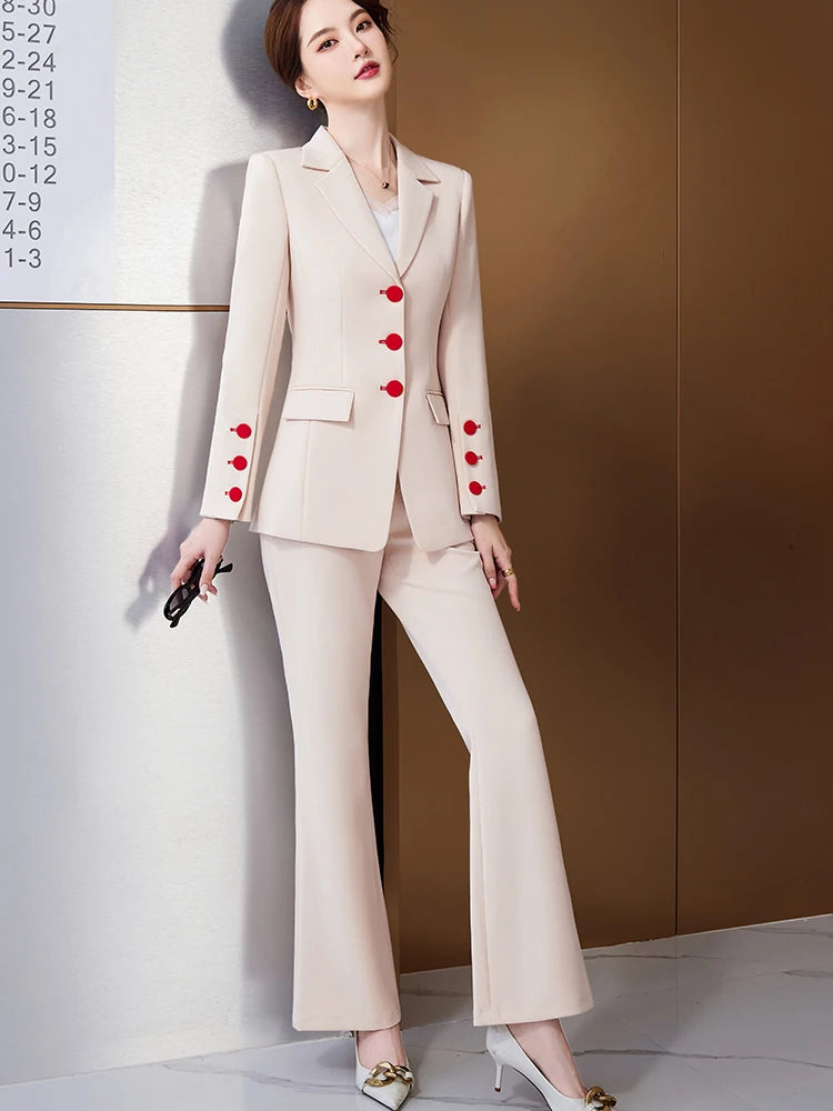 Fashion Blazer Jacket And Pant Suit Women Female Office Ladies Business Work Wear Formal 2 Piece Set