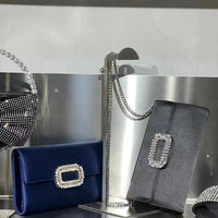 Luxury Satin Clutch Purse For Wedding Party Banquet Women's Handbag Crystal Shiny Rhinestone Diamond Evening Bag Shoulder Bag