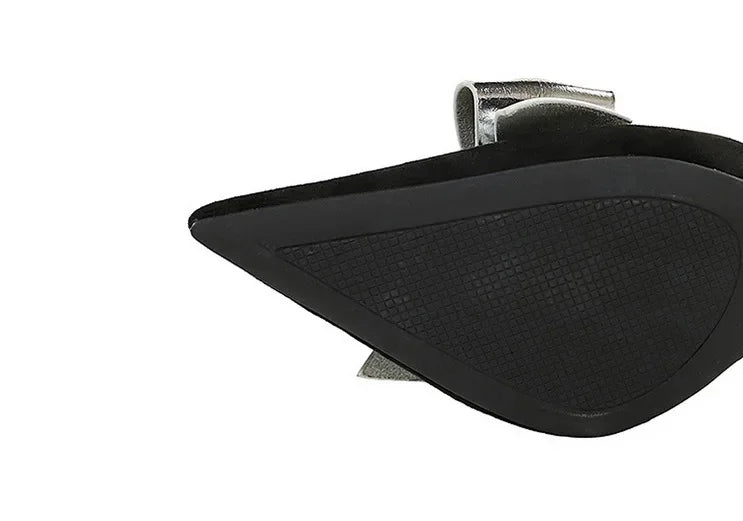 French Style Velvet Pointed Toe High Heels Hollow out Embroidery Butterfly Knot Party Shoes Women's Low Heel Single Shoes