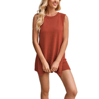 Summer Shorts Woman Clothes 2 Piece Set Sleeveless Crop Short Pants Beige Casual Black Capri Pants Mint Ensemble Natalia Home Fashion    Natalia Home Fashion