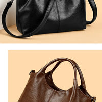 Fashionable Pure Color Basket Handbag Women's Commuter Bag Soft PU Leather Vintage Style Single Shoulder Bag with Internal Zipper
