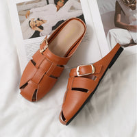 Designer Women Sandals Mules Summer Roman Slippers Fashion Buckle Woven Casual Soft sole Shoes